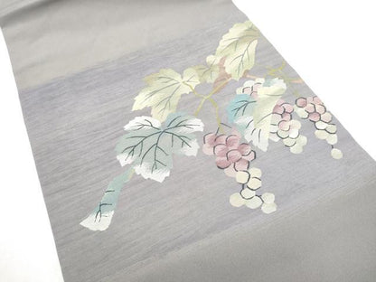 平和屋着物●九寸名古屋帯　すくい織　葡萄蔦の葉文　正絹　逸品　CABI8907hy