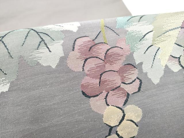 平和屋着物●九寸名古屋帯　すくい織　葡萄蔦の葉文　正絹　逸品　CABI8907hy