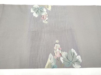 平和屋着物●九寸名古屋帯　すくい織　葡萄蔦の葉文　正絹　逸品　CABI8907hy