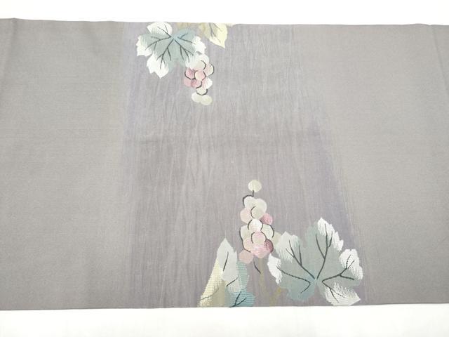 平和屋着物●九寸名古屋帯　すくい織　葡萄蔦の葉文　正絹　逸品　CABI8907hy