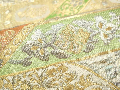 平和屋着物●西陣　川島織物　六通柄　本袋帯　花唐草文　金糸　正絹　逸品　CABI8914hy
