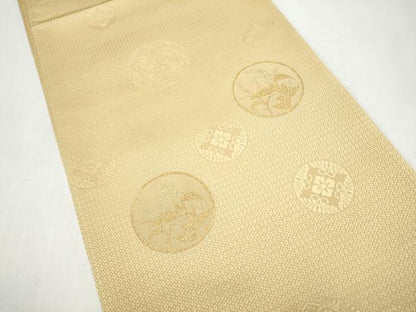 平和屋着物●六通柄袋帯　草花丸文　金糸　正絹　逸品　CABI8917hy