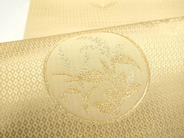平和屋着物●六通柄袋帯　草花丸文　金糸　正絹　逸品　CABI8917hy