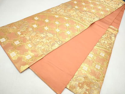平和屋着物●西陣　川島織物　六通柄　本袋帯　籬草花文　金糸　正絹　逸品　CABI8919hy