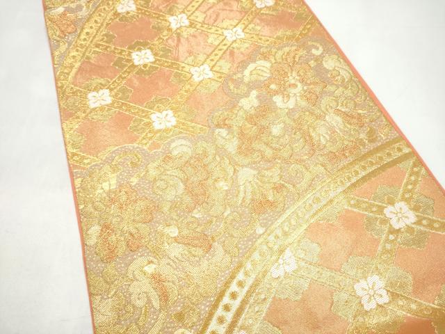 平和屋着物●西陣　川島織物　六通柄　本袋帯　籬草花文　金糸　正絹　逸品　CABI8919hy
