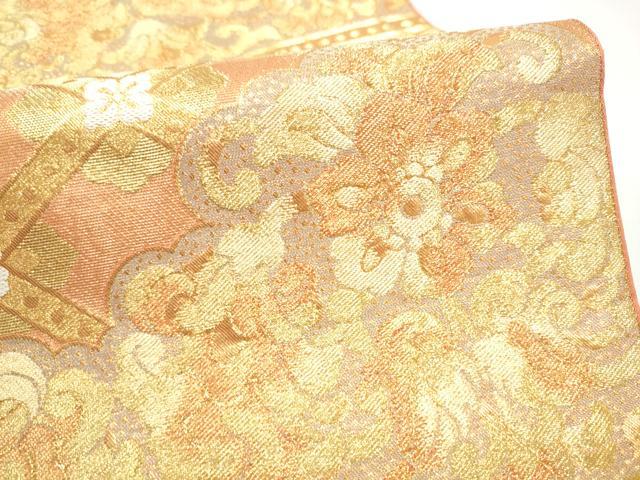 平和屋着物●西陣　川島織物　六通柄　本袋帯　籬草花文　金糸　正絹　逸品　CABI8919hy