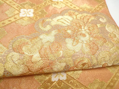 平和屋着物●西陣　川島織物　六通柄　本袋帯　籬草花文　金糸　正絹　逸品　CABI8919hy