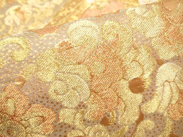 平和屋着物●西陣　川島織物　六通柄　本袋帯　籬草花文　金糸　正絹　逸品　CABI8919hy