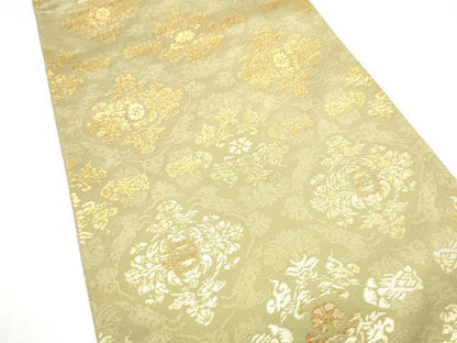 平和屋着物●六通柄袋帯　古代裂　金糸　正絹　逸品　CABI8922hy