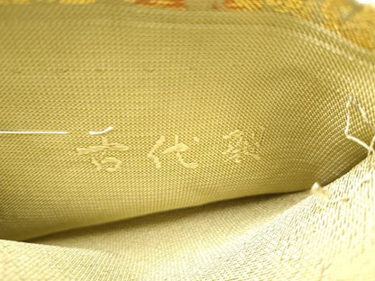 平和屋着物●六通柄袋帯　古代裂　金糸　正絹　逸品　CABI8922hy
