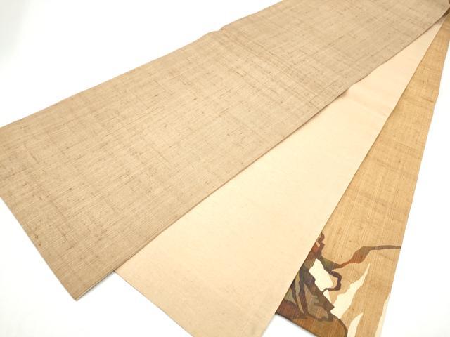 平和屋着物●太鼓柄袋帯　生紬　遠山文　正絹　逸品　CABI8923hy