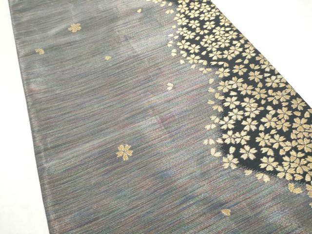 平和屋着物●染色作家　斉藤三才　六通柄袋帯　舞桜文　金糸　正絹　逸品　CABI8926hy