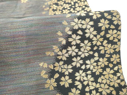 平和屋着物●染色作家　斉藤三才　六通柄袋帯　舞桜文　金糸　正絹　逸品　CABI8926hy