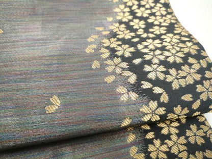 平和屋着物●染色作家　斉藤三才　六通柄袋帯　舞桜文　金糸　正絹　逸品　CABI8926hy