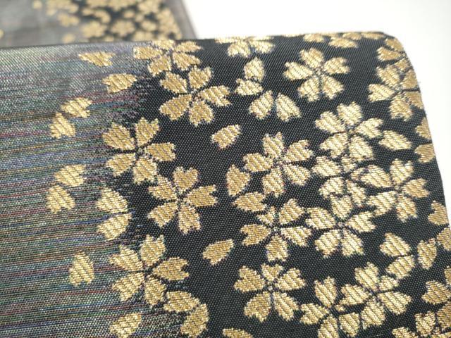 平和屋着物●染色作家　斉藤三才　六通柄袋帯　舞桜文　金糸　正絹　逸品　CABI8926hy