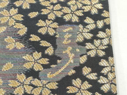 平和屋着物●染色作家　斉藤三才　六通柄袋帯　舞桜文　金糸　正絹　逸品　CABI8926hy