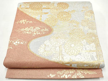 平和屋着物●六通柄袋帯　蒔絵小菊文　金銀糸　正絹　逸品　CABI8930hy