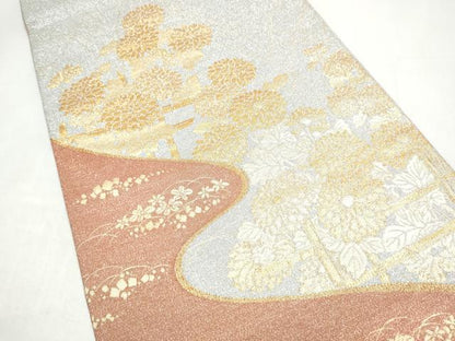 平和屋着物●六通柄袋帯　蒔絵小菊文　金銀糸　正絹　逸品　CABI8930hy