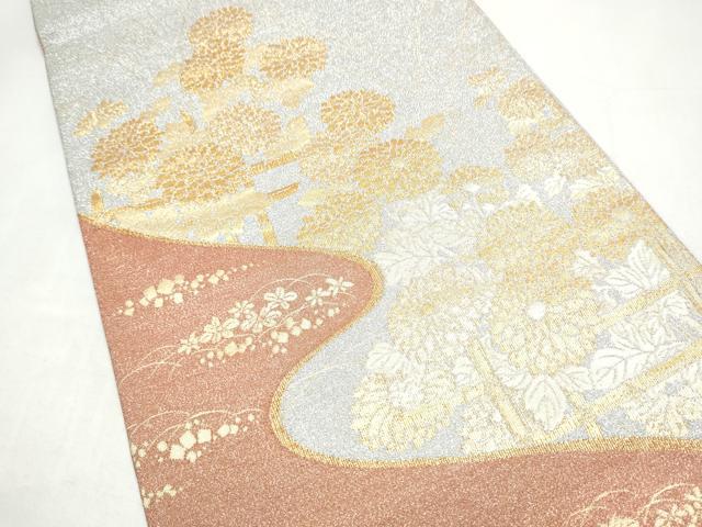 平和屋着物●六通柄袋帯　蒔絵小菊文　金銀糸　正絹　逸品　CABI8930hy