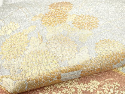 平和屋着物●六通柄袋帯　蒔絵小菊文　金銀糸　正絹　逸品　CABI8930hy