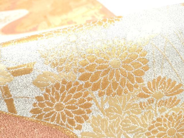 平和屋着物●六通柄袋帯　蒔絵小菊文　金銀糸　正絹　逸品　CABI8930hy