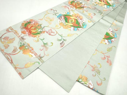 平和屋着物●六通柄　本袋帯　唐花向い鳳凰　金銀糸　正絹　逸品　CABI8933hy