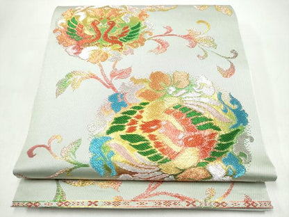平和屋着物●六通柄　本袋帯　唐花向い鳳凰　金銀糸　正絹　逸品　CABI8933hy