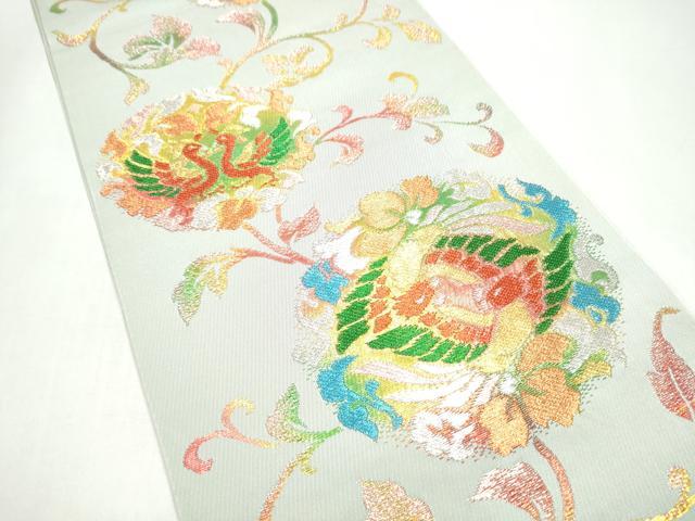 平和屋着物●六通柄　本袋帯　唐花向い鳳凰　金銀糸　正絹　逸品　CABI8933hy