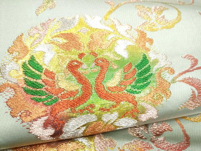 平和屋着物●六通柄　本袋帯　唐花向い鳳凰　金銀糸　正絹　逸品　CABI8933hy