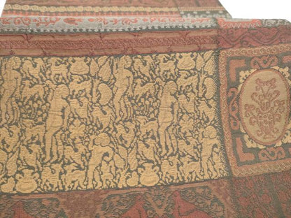 平和屋着物●全通柄袋帯　動物人物幾何学文様　正絹　逸品　CABI8939hy