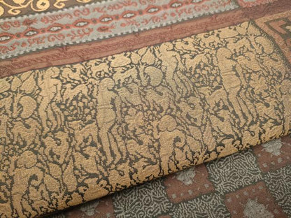 平和屋着物●全通柄袋帯　動物人物幾何学文様　正絹　逸品　CABI8939hy