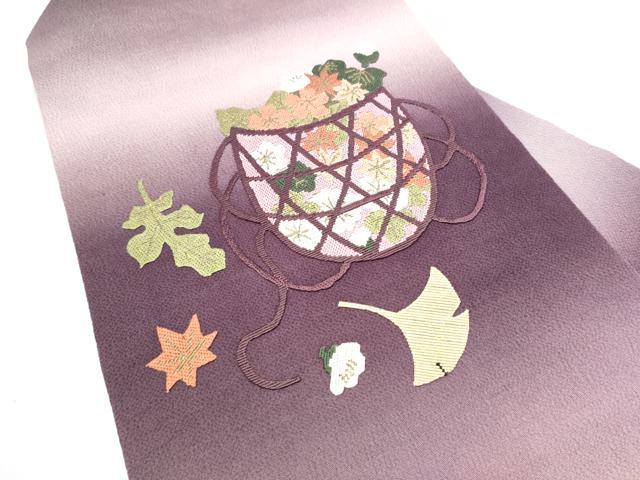 平和屋着物●九寸名古屋帯　絽刺し　区限刺繍　金糸　鬼しぼ縮緬　正絹　逸品　CABI8941hy