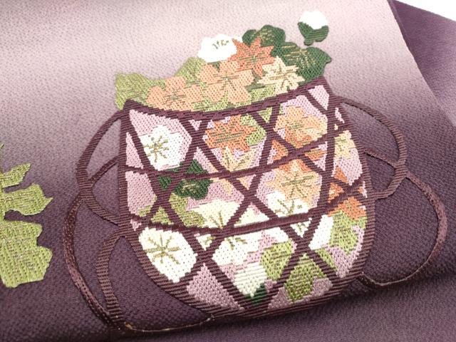 平和屋着物●九寸名古屋帯　絽刺し　区限刺繍　金糸　鬼しぼ縮緬　正絹　逸品　CABI8941hy