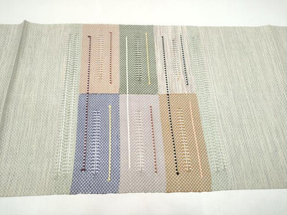 平和屋着物●八寸名古屋帯　幾何学文様　正絹　逸品　CABI8942hy