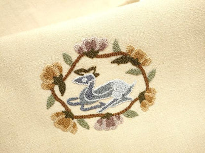 平和屋着物●中国三大刺繍　総相良刺繍　九寸名古屋帯　紬地　動物花文　正絹　逸品　CABI8944hy