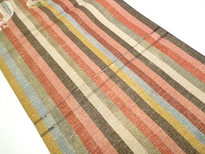 平和屋着物●九寸名古屋帯　すくい織　孔雀花文　金糸　正絹　逸品　CABI8947hy