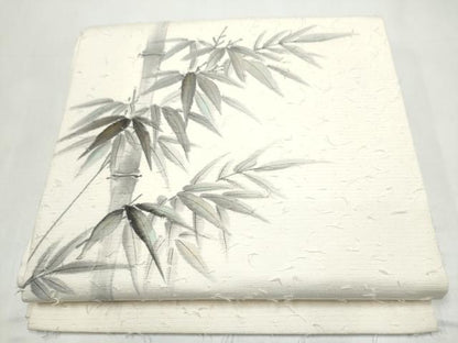 平和屋着物●九寸開き名古屋帯　作家物　手描き　髭紬　笹竹文　正絹　逸品　CABI8951hy