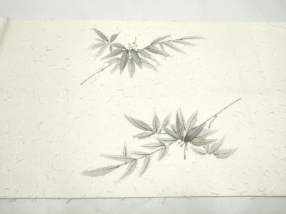 平和屋着物●九寸開き名古屋帯　作家物　手描き　髭紬　笹竹文　正絹　逸品　CABI8951hy