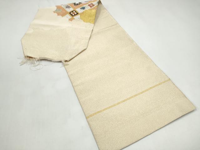 平和屋着物●爪掻き本綴れ　つけ帯　雲重ね花文　金糸　正絹　逸品　CABI8955hy