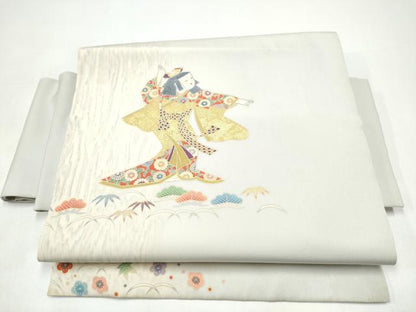 平和屋着物●塩瀬　ワンタッチつけ帯　童子　松竹梅　金彩　正絹　逸品　CABI8958hy