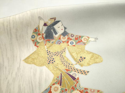 平和屋着物●塩瀬　ワンタッチつけ帯　童子　松竹梅　金彩　正絹　逸品　CABI8958hy