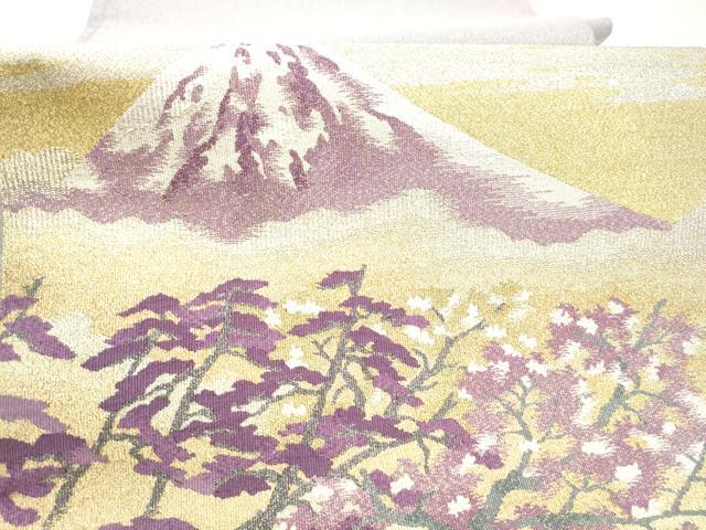 平和屋着物●近代日本画の巨匠　横山大観　京の名門　じゅらく謹製　帝王紫製　太鼓柄袋帯　遠山枝松文　金糸　正絹　逸品　CABI8964hy