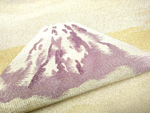 平和屋着物●近代日本画の巨匠　横山大観　京の名門　じゅらく謹製　帝王紫製　太鼓柄袋帯　遠山枝松文　金糸　正絹　逸品　CABI8964hy