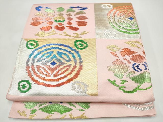 平和屋着物●西陣　環美術織物　六通柄　本袋帯　遠州七宝文　金銀糸　証紙付き　正絹　逸品　CABI8967hy