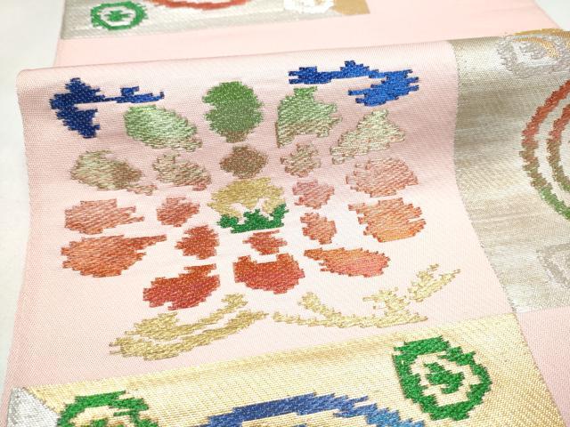 平和屋着物●西陣　環美術織物　六通柄　本袋帯　遠州七宝文　金銀糸　証紙付き　正絹　逸品　CABI8967hy