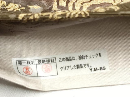 平和屋着物●善之助　着物ブランド　一期一会　六通柄袋帯　輪奈織　切嵌草場な文　金彩　正絹　逸品　CABI8968hy