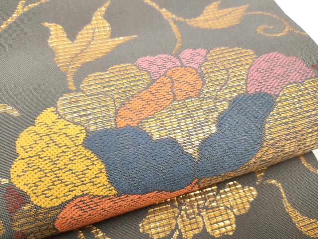 平和屋着物●桝屋高尾　六通柄　本袋帯　花兎　金糸　正絹　逸品　CABI8969hy