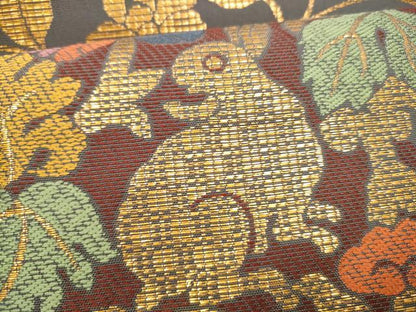 平和屋着物●桝屋高尾　六通柄　本袋帯　花兎　金糸　正絹　逸品　CABI8969hy
