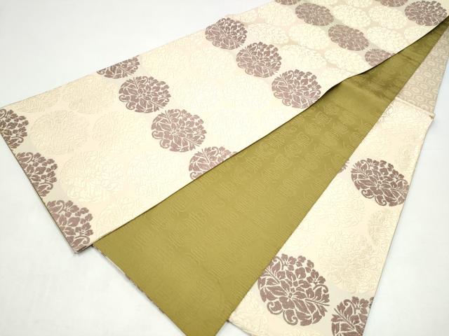 平和屋着物●両面　六通柄袋帯　唐織　草花丸文　正絹　逸品　CABI8970hy