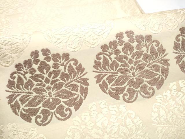 平和屋着物●両面　六通柄袋帯　唐織　草花丸文　正絹　逸品　CABI8970hy